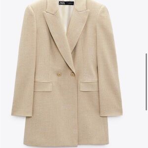 Zara Beige Double-Breasted Blazer Coat